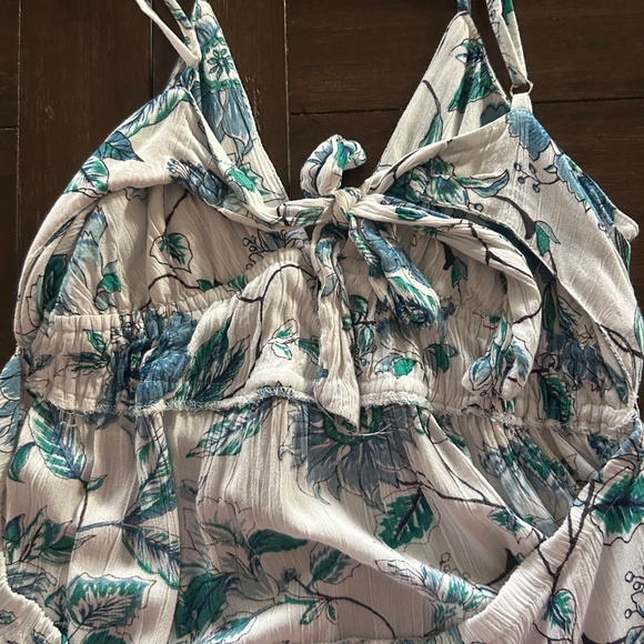 Angie Boho Floral Mini Dress Blue & White Summer Resort Style- Xtra Small - Picture 6 of 6